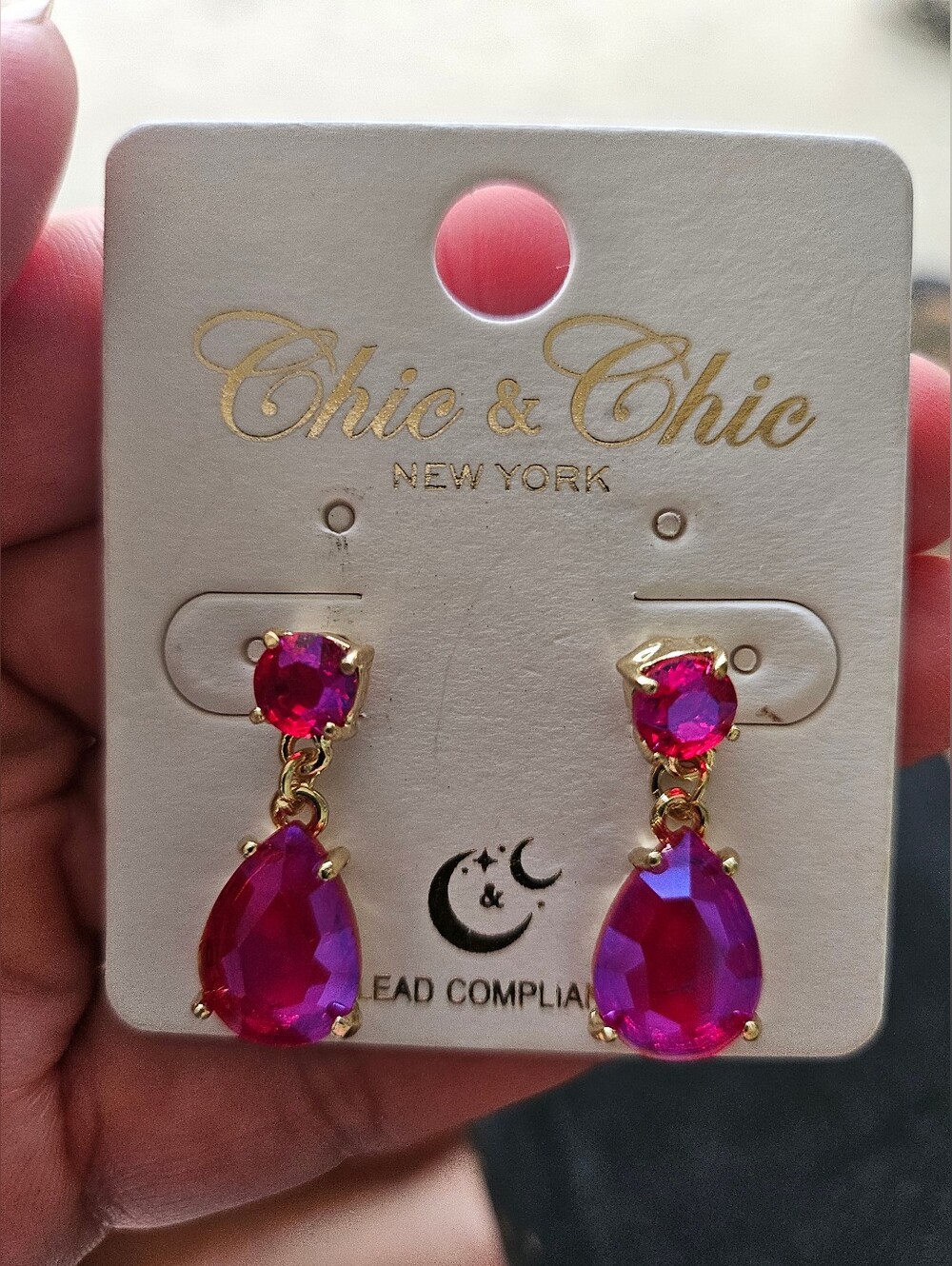 Pink Teardrop Drop Earrings